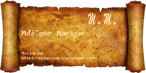 Móger Marica névjegykártya